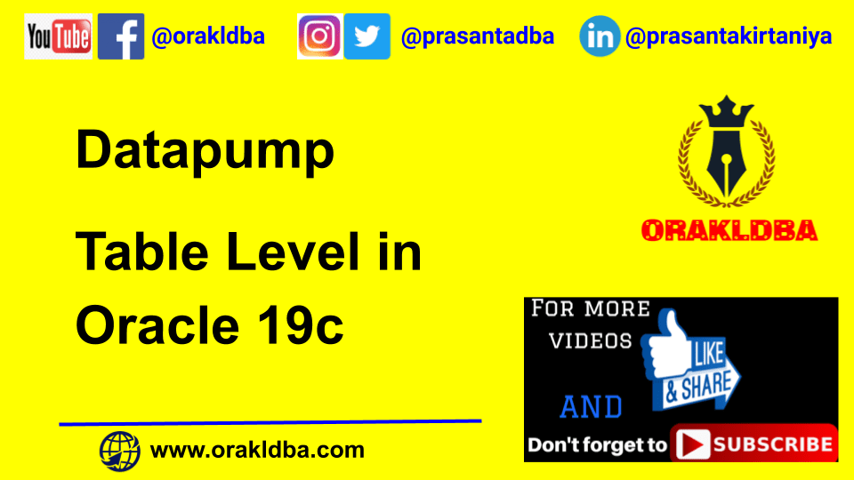 Datapump Table Level in Oracle 19c