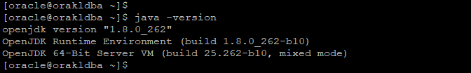 Check the java version on the Database server
