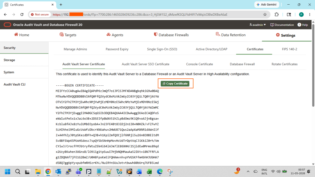 Copy the Server Certificate