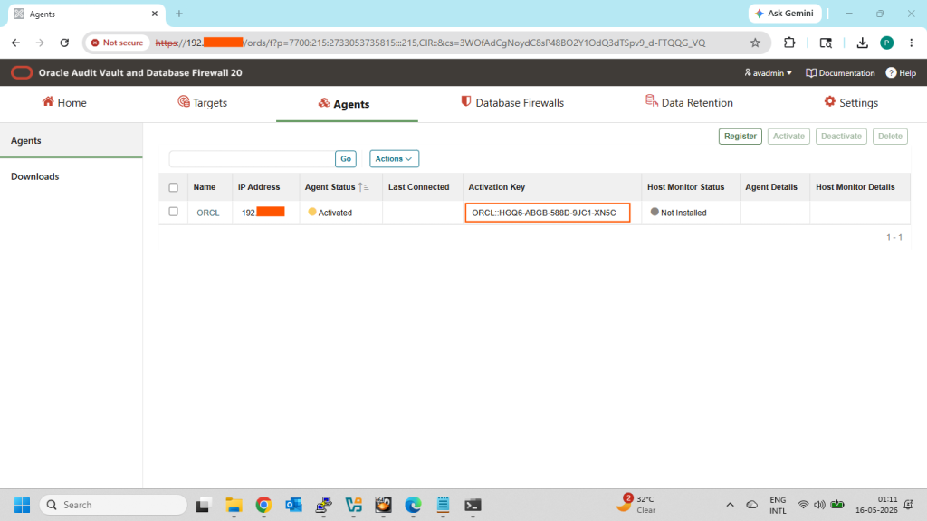 Database Activation key