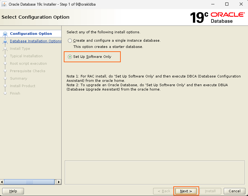 Database Installation Options