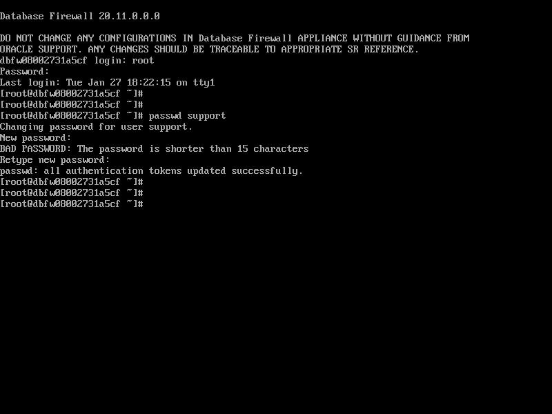 Login the DF server using root user and set password for support user