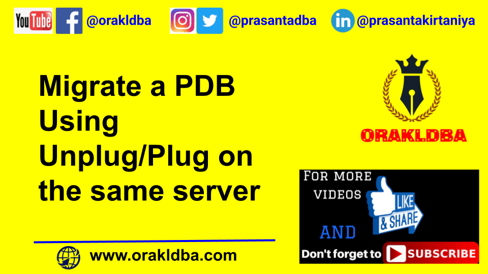 Migrate a PDB Using Unplug/Plug on the same server