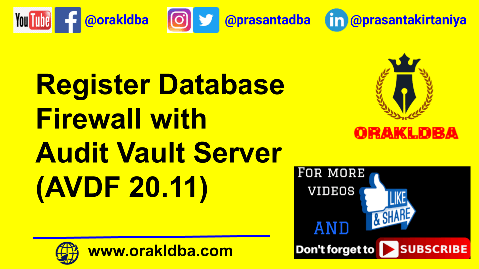 Register Database Firewall with Audit Vault Server (AVDF 20.11)