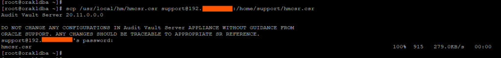 Transfer hmcsr.csr file to AVS Server